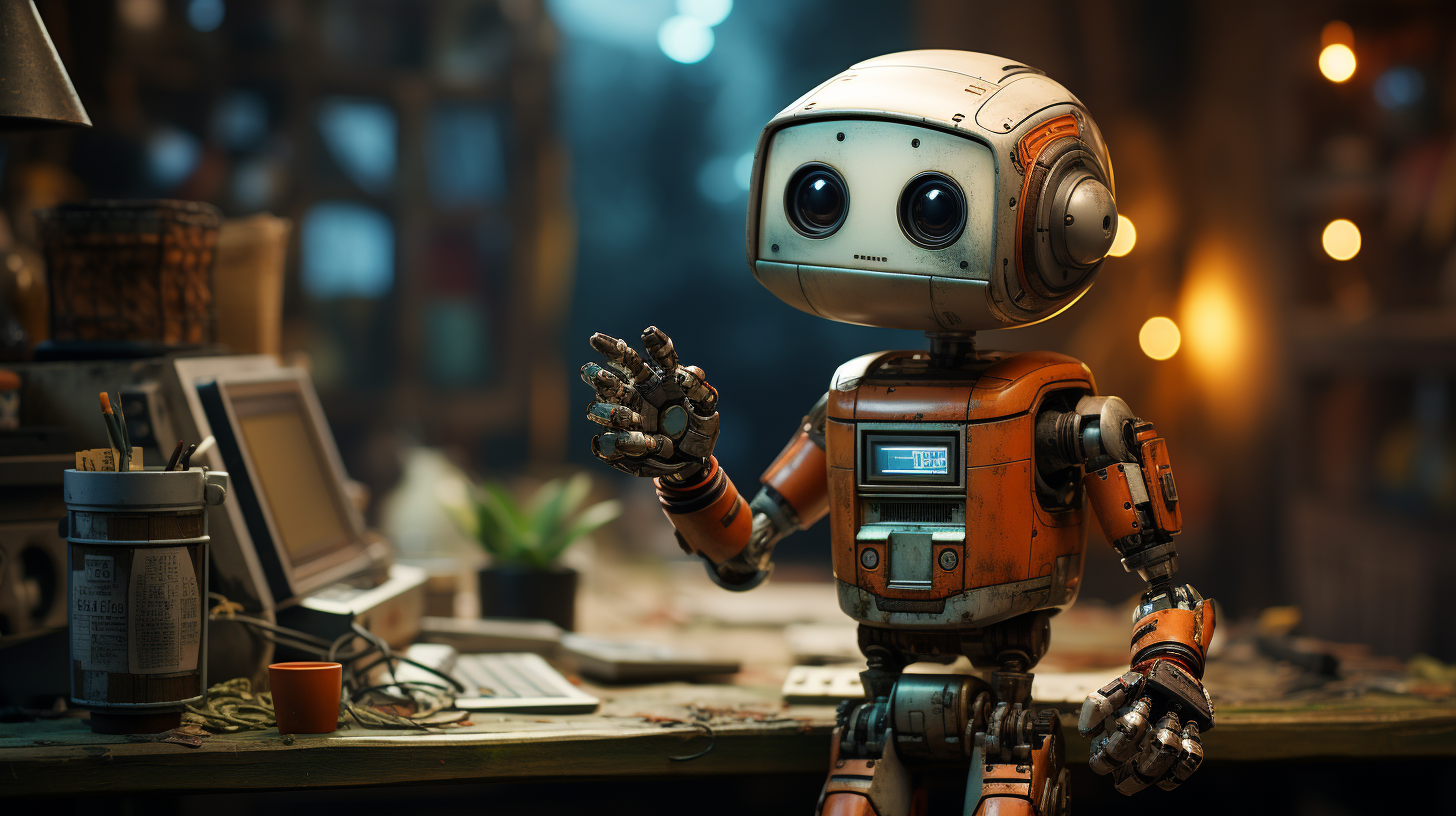 image of robot teaching the basics of automated content marketing