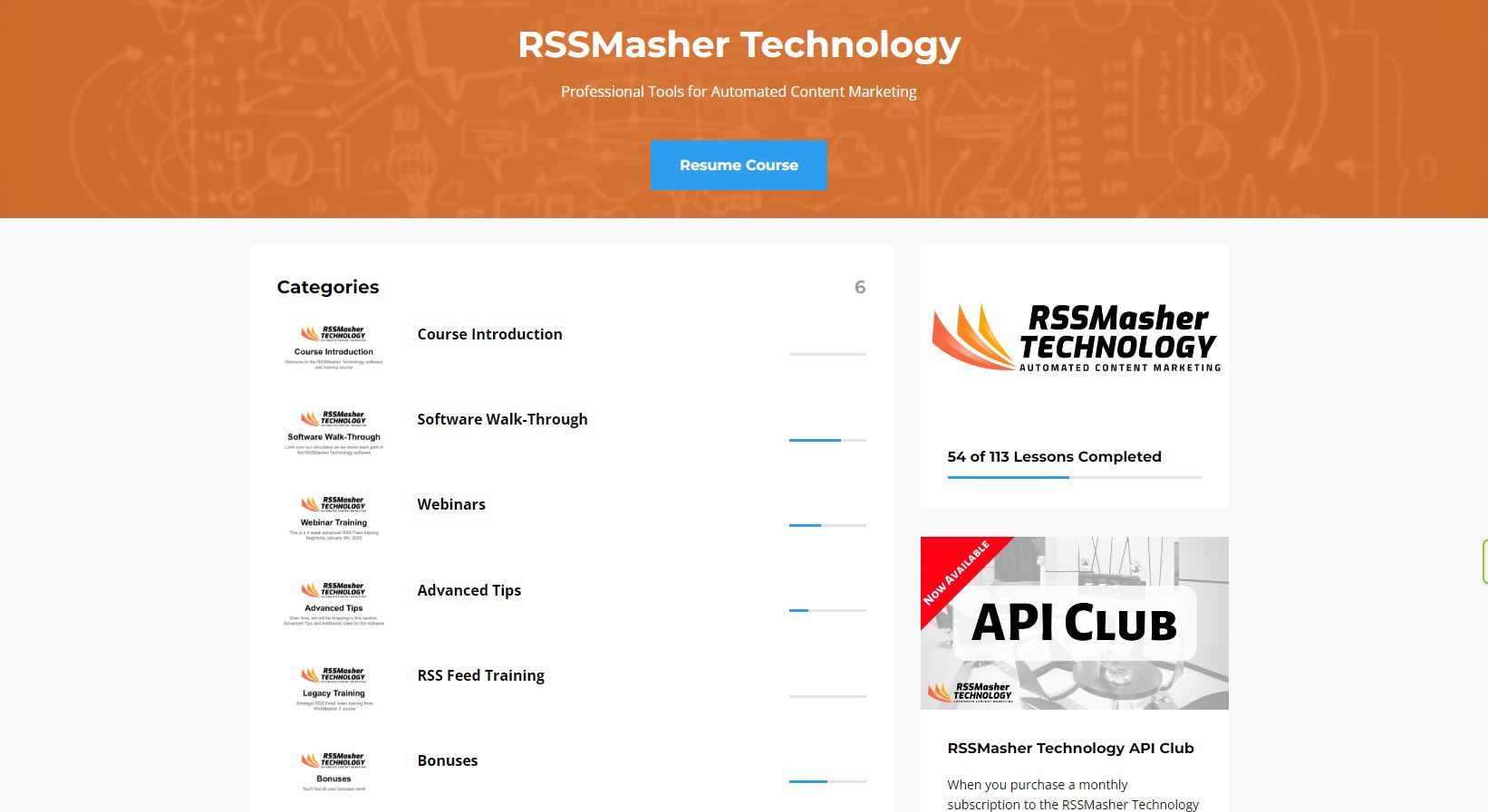image of the RSSMasher training portal